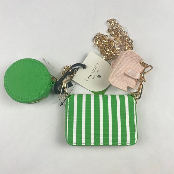 Kate Spade x Target Stripe Mini Crossbody Bag w Coinpurse and Strawberry Case - Picture 2 of 10